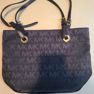 EUC Michael Kors Black Canvas Monogram Bag